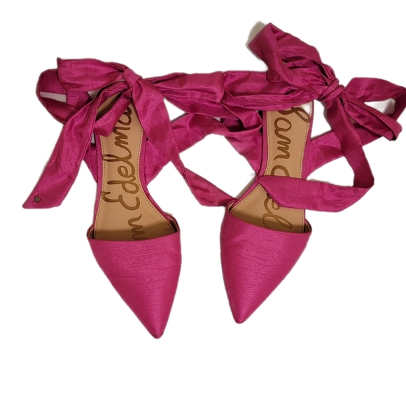 Sam Edelman Shoes - Sam Edelman Brandie Satin Pink Ribbon Pointed Flat